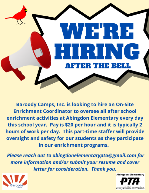 Afterschool Enrichment Coordinator Flyer