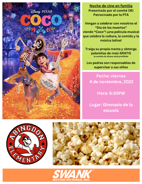 Movie Night flyer in Spanish