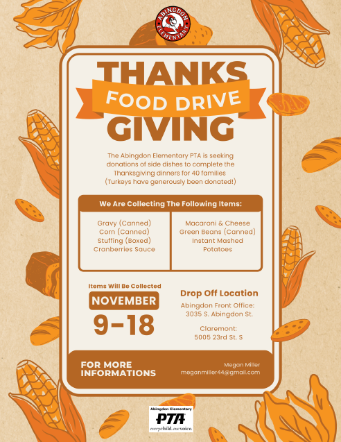 Thanksgiving Food Drive flyer