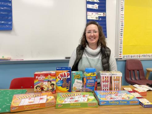 Teacher with EL materials