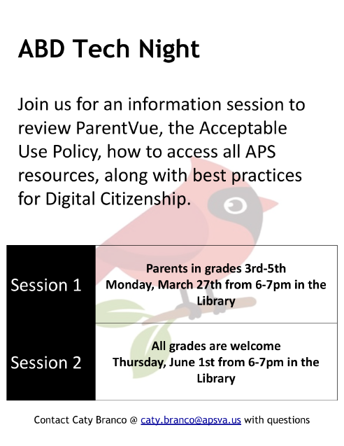 Tech Night flyer in English