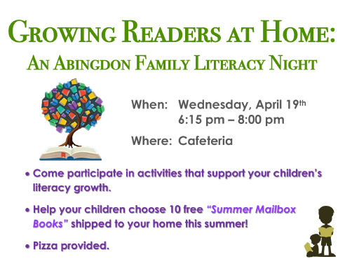 Literacy Night flyer in English