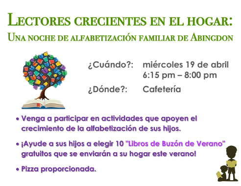 Literacy Night flyer in Spanish