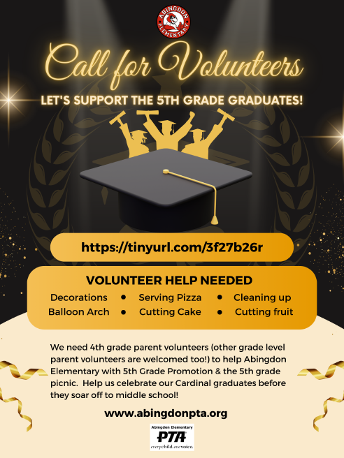 Graduation Volunteers flyer in English