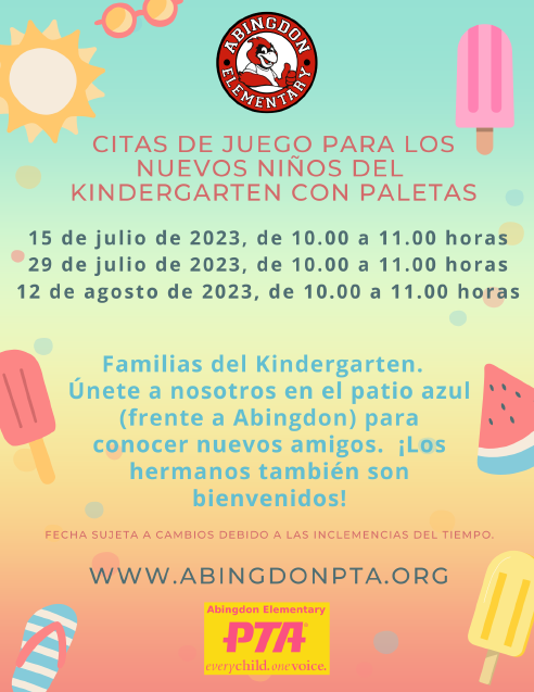 Rising Kindergartener Playdate flyer in Spanish