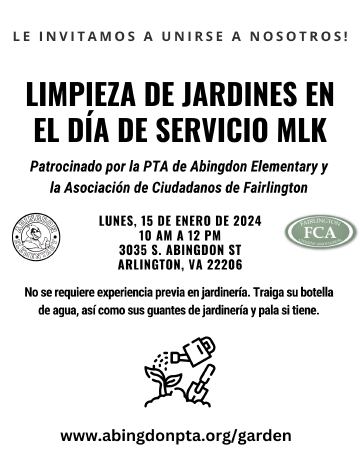 Abingdon Community Garden Cleanup flyer in Spanish