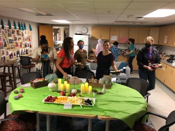 Abingdon staff enjoying a PTA-supplied buffet in the teacher's lounge