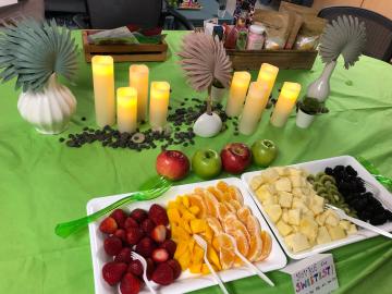 Abingdon staff enjoying a PTA-supplied buffet in the teacher's lounge