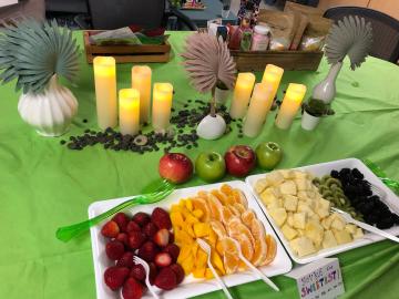Abingdon staff enjoying a PTA-supplied buffet in the teacher's lounge
