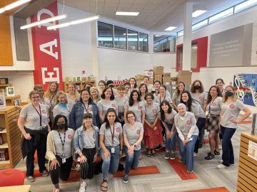 Abingdon staff wearing PTA-supplied Spirit Gear