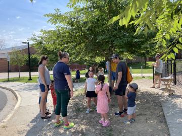 Finding some shade at a Rising Kindergarten Playdate